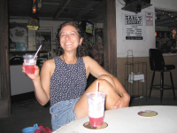 Rene enjoys a rum Runner at Earl's