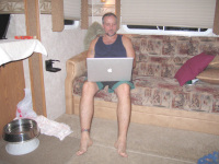 Jim blogging the night away in the RV