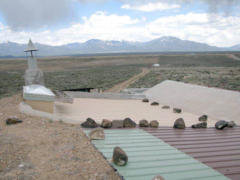Earthship rain roof Taos NM