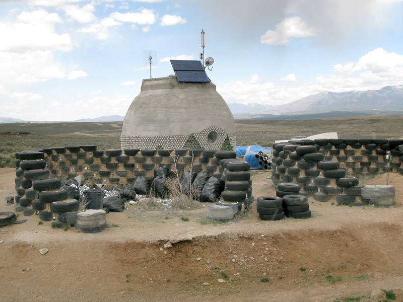 Earthship retaining wall Taos NM