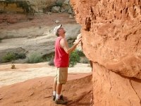 Jim Touches the Cohab Canyon Proposal Altar in Capitol Reef National Park