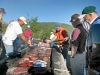 Jim and Jim work the grill at Vickers cookout on Gold Hill