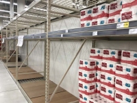 Empty Supermarket Toilet Paper Shelves