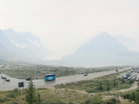 Smoky Skies over Athabasca Glacier from Icefields Visitor Centre
