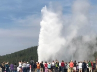 Old Faithful crowd at Yellowstone National Park