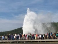 Old Faithful crowd at Yellowstone National Park