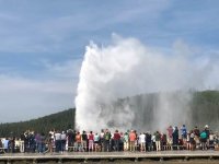 Old Faithful crowd at Yellowstone National Park
