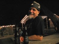 Enjoying Shiner Black at Luckenbach, Texas