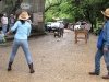 Cowgirl tries hat toss at Luckenbach festival