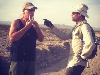 Jim and Topher Collect Brass near Bombing Range