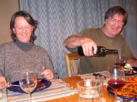 Enjoying New Years dinner with Martha and Ralph