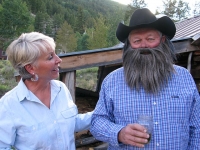 Paulette and Mountainman Larry Vickers at Burger Night
