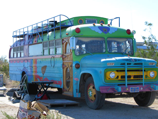 rainbow hippie bus