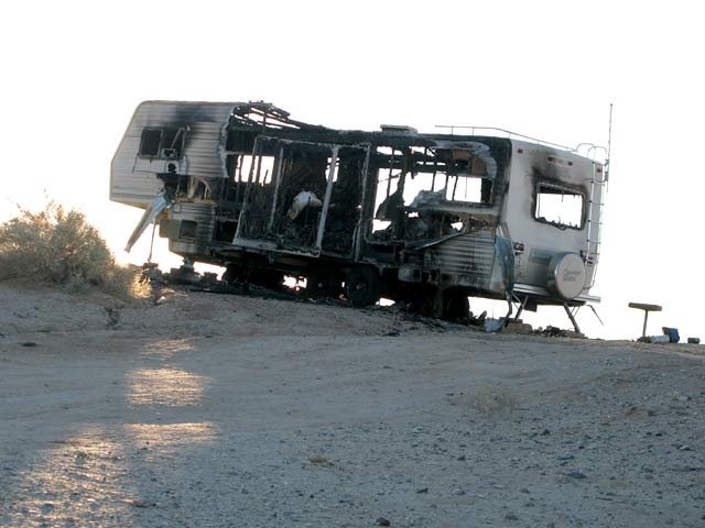 slab city burned out rv