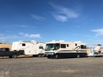 RV towing helicopter