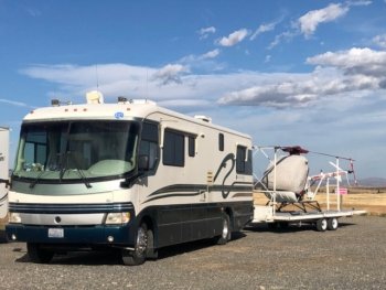 RV towing helicopter