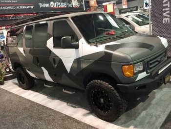 Bullet bed liner custom van build at SEMA 2018