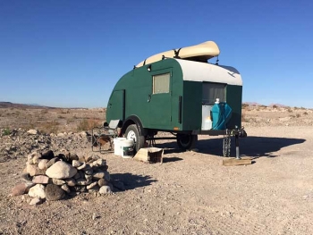 Classic Camper trailer at Government Wash Lake Mead Nevada