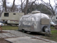 Airstream trailer at Pecan Grove RV Park, Austin Texas