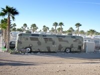 Camouflage bus in Quartzite, AZ