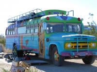 Rainbow Hippie Bus Boondocking at The Slabs