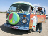 Slab City Cozmic Train Hippie VW Van
