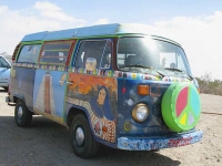Slab City Cozmic Train Hippie VW Van