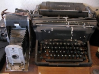 Hallie Stillwell's old Polaroid Camera and Underwood Typewriter