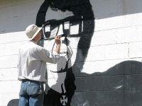 Painting Mural at Roy Orbison Museum Wink Texas