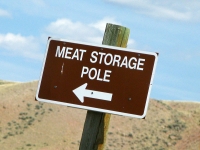 Meat Storage Pole Sign on Wyoming BLM Land