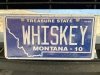Whiskey License Plate, Willie's Distillery, Ennis Montana