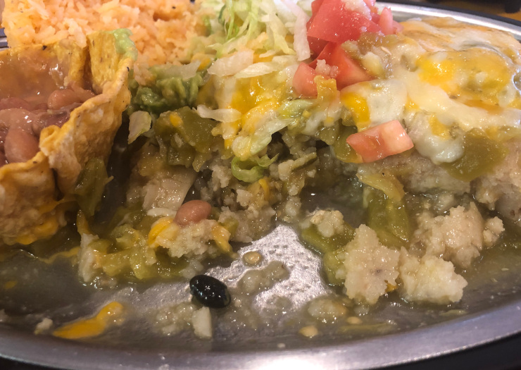 Posa's Smothered Green Tamale Plate