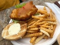 Halibut Burger at The Bus, Hyder Alaska