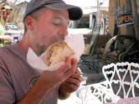 Mmm... Tortilla Burger at El Santuario de Chimayo in New Mexico