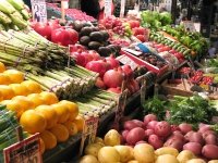 Veggie vendor Pikes Place Market Seattle
