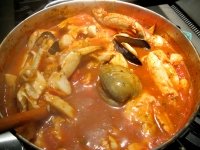 Big pot of homemade Cioppino on Wolf Range