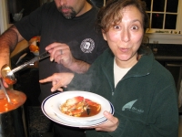 Rene thrilled about Randy serving homemade Cioppino