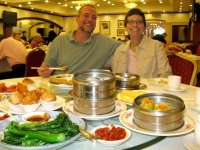 Jim and rene get Dim Sum fix at Happy Harbor