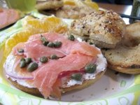 home baked bagels with smoked salmon