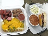 Suicide Spud and Brisket at Pop's Pit BBQ Brookshire Texas