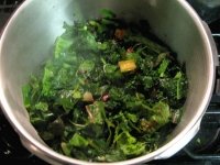 Pressure Cooked Fusilli Greens and Shrimp