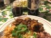 Bombay Beach New Years Camarones con Mole and Three Legged Red