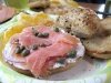 home baked bagels with smoked salmon