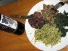 Vegan Pasta, Greens and Rib Eye Steak