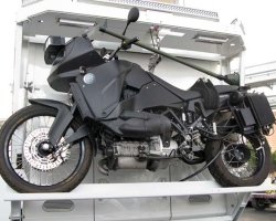 Track Turbo Diesel Motorcycle on KiraVan Expedition Vehicle