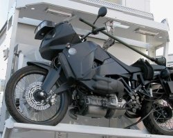 Track Turbo Diesel Motorcycle on KiraVan Expedition Vehicle