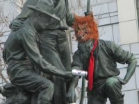 Masked San Francisco Civic Center Statue
