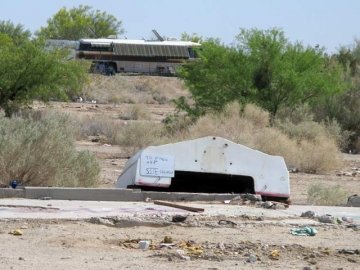 Slab City Sunken Ship Resident Impromptu Shade Shelter