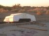 Slab City Sunken Ship Resident Impromptu Shade Shelter
