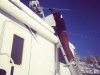 Snow Covered RV Satellite Dish on Arctic Fox Fifth Wheel